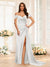 Floor-Length Off-the-Shoulder Long Formal Dresses with Split Side & Ruched
