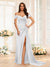 Floor-Length Off-the-Shoulder Long Formal Dresses with Split Side & Ruched