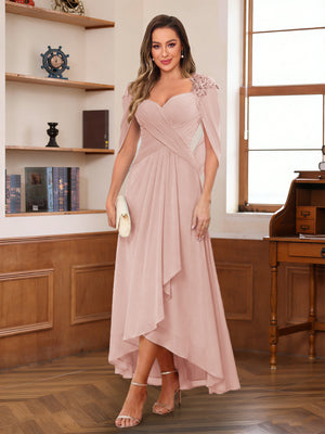 A-Line/Princess V-Neck Ankle-Length Mother of the Bride Dresses with Appliques & Lace