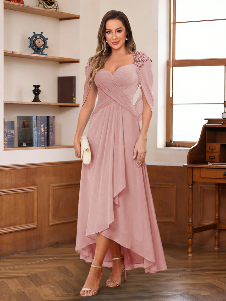 A-Line/Princess V-Neck Ankle-Length Mother of the Bride Dresses with Appliques &amp; Lace