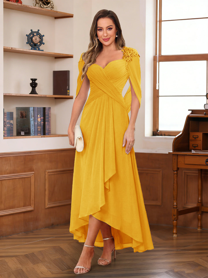 A-Line/Princess V-Neck Ankle-Length Mother of the Bride Dresses with Appliques &amp; Lace