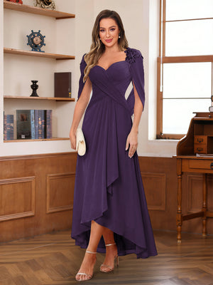 A-Line/Princess V-Neck Ankle-Length Mother of the Bride Dresses with Appliques & Lace
