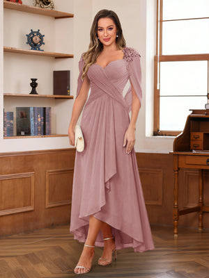 A-Line/Princess V-Neck Ankle-Length Mother of the Bride Dresses with Appliques & Lace