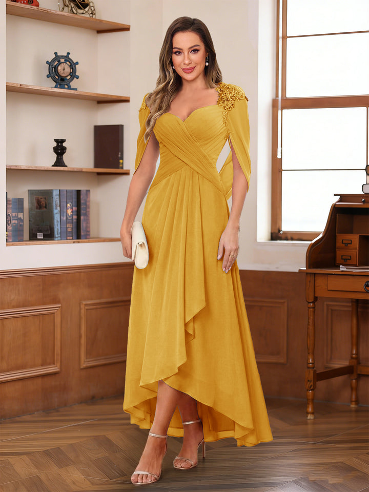 A-Line/Princess V-Neck Ankle-Length Mother of the Bride Dresses with Appliques &amp; Lace