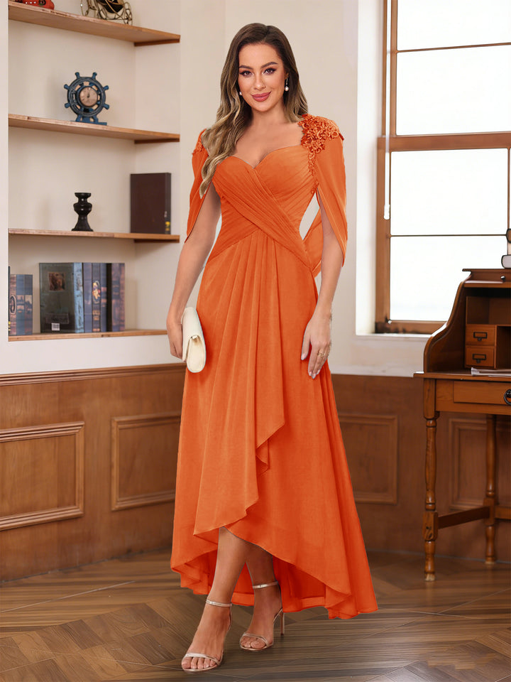 A-Line/Princess V-Neck Ankle-Length Mother of the Bride Dresses with Appliques &amp; Lace