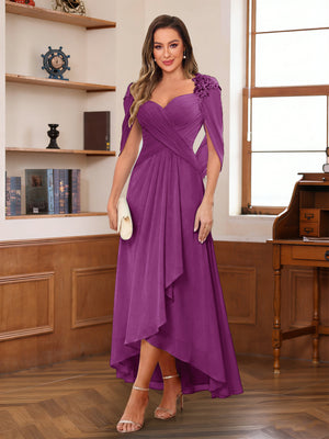 A-Line/Princess V-Neck Ankle-Length Mother of the Bride Dresses with Appliques & Lace