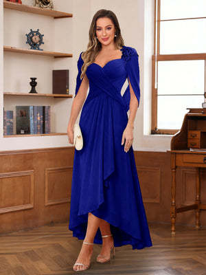 A-Line/Princess V-Neck Ankle-Length Mother of the Bride Dresses with Appliques & Lace