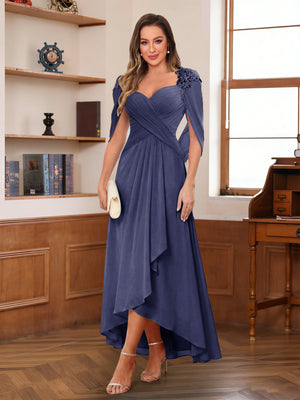 A-Line/Princess V-Neck Ankle-Length Mother of the Bride Dresses with Appliques & Lace