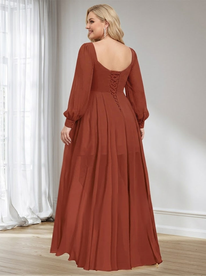 A-Line/Princess Sweetheart Long Sleeves Asymmetrical Ruched Plus Size Bridesmaid Dresses