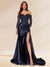 Trumpet/Mermaid Off-the-Shoulder Long Sleeves Sweep Train Sequined Evening Dresses with Split Side
