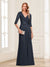 A-Line/Princess V-Neck 3/4 Sleeves Chiffon Mother of the Bride Dresses with Ruffles & Appliques
