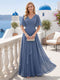 A-Line/Princess V-Neck Short Sleeves Mother of the Bride Dresses with Ruffles