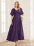 A-Line/Princess V-Neck Short Sleeves Mother of the Bride Dresses with Ruffles