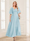 A-Line/Princess V-Neck Short Sleeves Mother of the Bride Dresses with Ruffles