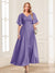 A-Line/Princess V-Neck Short Sleeves Mother of the Bride Dresses with Ruffles