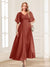 A-Line/Princess V-Neck Short Sleeves Mother of the Bride Dresses with Ruffles