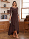 A-Line/Princess Scoop 3/4 Sleeves Ankle-Length Mother of the Bride Dress With Appliques & Lace