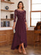 A-Line/Princess Scoop 3/4 Sleeves Ankle-Length Mother of the Bride Dress With Appliques & Lace