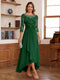 A-Line/Princess Scoop 3/4 Sleeves Ankle-Length Mother of the Bride Dress With Appliques & Lace