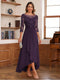 A-Line/Princess Scoop 3/4 Sleeves Ankle-Length Mother of the Bride Dress With Appliques & Lace