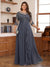 Chiffon A-Line/Princess Scoop 3/4 Sleeves Plus Size Mother of the Bride Dresses with Appliques & Ruffles