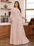 Chiffon A-Line/Princess Scoop 3/4 Sleeves Plus Size Mother of the Bride Dresses with Appliques & Ruffles