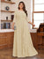 Chiffon A-Line/Princess Scoop 3/4 Sleeves Plus Size Mother of the Bride Dresses with Appliques & Ruffles