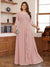 Chiffon A-Line/Princess Scoop 3/4 Sleeves Plus Size Mother of the Bride Dresses with Appliques & Ruffles