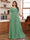 Chiffon A-Line/Princess Scoop 3/4 Sleeves Plus Size Mother of the Bride Dresses with Appliques & Ruffles