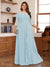 Chiffon A-Line/Princess Scoop 3/4 Sleeves Plus Size Mother of the Bride Dresses with Appliques & Ruffles