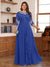 Chiffon A-Line/Princess Scoop 3/4 Sleeves Plus Size Mother of the Bride Dresses with Appliques & Ruffles