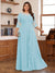 Chiffon A-Line/Princess Scoop 3/4 Sleeves Plus Size Mother of the Bride Dresses with Appliques & Ruffles