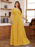 Chiffon A-Line/Princess Scoop 3/4 Sleeves Plus Size Mother of the Bride Dresses with Appliques & Ruffles
