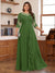 Chiffon A-Line/Princess Scoop 3/4 Sleeves Plus Size Mother of the Bride Dresses with Appliques & Ruffles