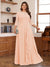 Chiffon A-Line/Princess Scoop 3/4 Sleeves Plus Size Mother of the Bride Dresses with Appliques & Ruffles