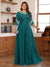 Chiffon A-Line/Princess Scoop 3/4 Sleeves Plus Size Mother of the Bride Dresses with Appliques & Ruffles