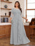 Chiffon A-Line/Princess Scoop 3/4 Sleeves Plus Size Mother of the Bride Dresses with Appliques & Ruffles