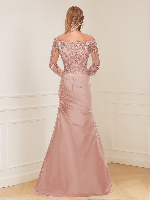 Trumpet/Mermaid Off-the-Shoulder Long Sleeves Mother of the Bride Dresses Applique