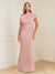 Sheath/Column Asymmetrical One-Shoulder Short Sleeves Mother of the Bride Dresses with Ruched