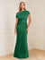 Sheath/Column Asymmetrical One-Shoulder Short Sleeves Mother of the Bride Dresses with Ruched