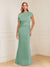 Sheath/Column Asymmetrical One-Shoulder Short Sleeves Mother of the Bride Dresses with Ruched