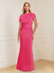 Sheath/Column Asymmetrical One-Shoulder Short Sleeves Mother of the Bride Dresses with Ruched