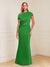 Sheath/Column Asymmetrical One-Shoulder Short Sleeves Mother of the Bride Dresses with Ruched