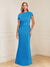 Sheath/Column Asymmetrical One-Shoulder Short Sleeves Mother of the Bride Dresses with Ruched