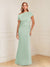Sheath/Column Asymmetrical One-Shoulder Short Sleeves Mother of the Bride Dresses with Ruched