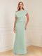 Sheath/Column Asymmetrical One-Shoulder Short Sleeves Mother of the Bride Dresses with Ruched