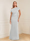 Sheath/Column Asymmetrical One-Shoulder Short Sleeves Mother of the Bride Dresses with Ruched