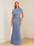 Sheath/Column Asymmetrical One-Shoulder Short Sleeves Mother of the Bride Dresses with Ruched