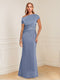 Sheath/Column Asymmetrical One-Shoulder Short Sleeves Mother of the Bride Dresses with Ruched