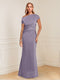 Sheath/Column Asymmetrical One-Shoulder Short Sleeves Mother of the Bride Dresses with Ruched